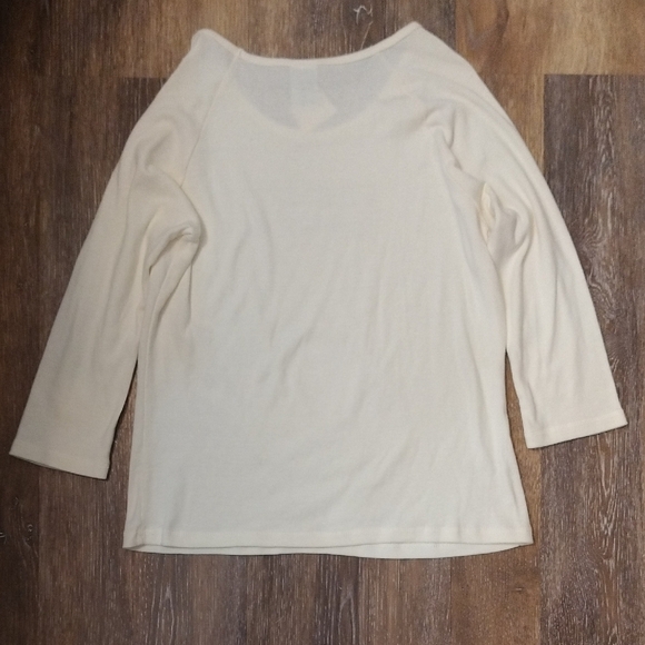 Tommy Hilfiger Cream Fitted Long Sleeve T-Shirt - Picture 3 of 3